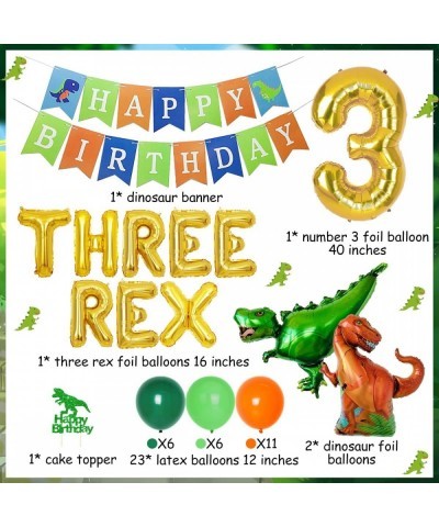 Dinosaur Birthday Decorations for Boy Three Rex Birthday Decorations Dinosaur Party Supplies 3 Year Old - Three Rex Balloons ...