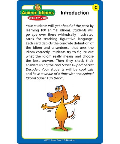 | Animal Idioms Fun Deck with Secret Decoder | Figurative Language Skills Flash Cards | Educational Learning Materials for Ch...