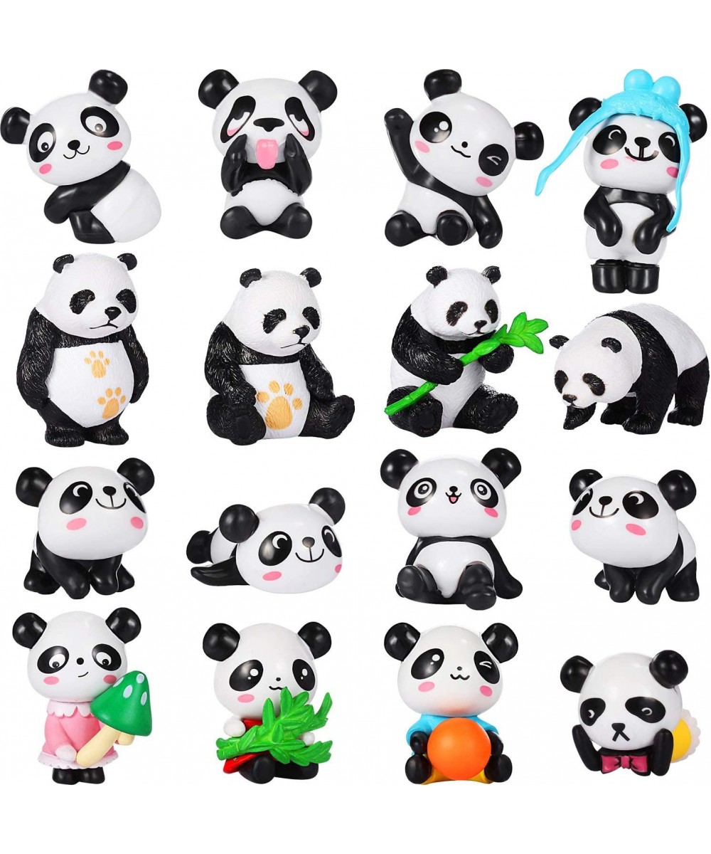 16 Pieces Cute Panda Figures Cute Panda Toys Figurines Playset Mini Panda Miniature Doll Garden Figurines Mini Cake Toppers P...