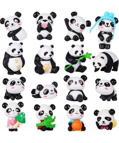 16 Pieces Cute Panda Figures Cute Panda Toys Figurines Playset Mini Panda Miniature Doll Garden Figurines Mini Cake Toppers P...