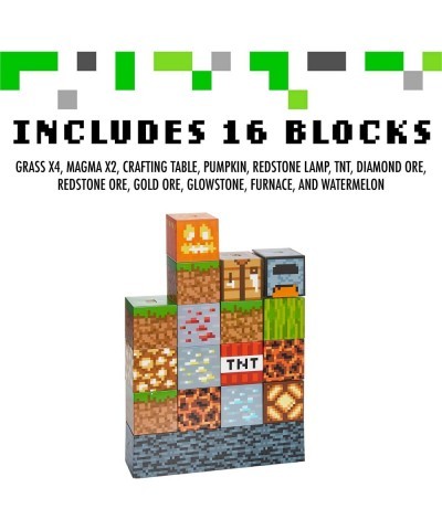 Minecraft Block Building Lamp - 16 Rearrangeable Light Blocks - Mood Lighting for Kids Room $67.28 Toy Stacking Block Sets