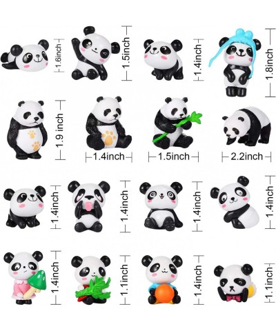 16 Pieces Cute Panda Figures Cute Panda Toys Figurines Playset Mini Panda Miniature Doll Garden Figurines Mini Cake Toppers P...