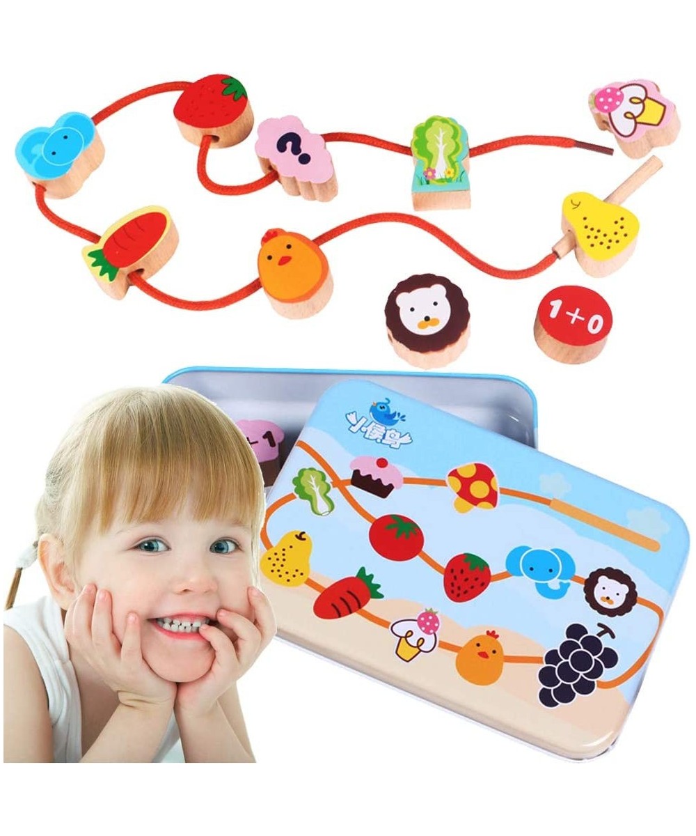 Lacing Toy Wooden Block Set Early Educational Toys String & Lacing Beads Games for Toddlers Kids Terrestrial Animals Learning...