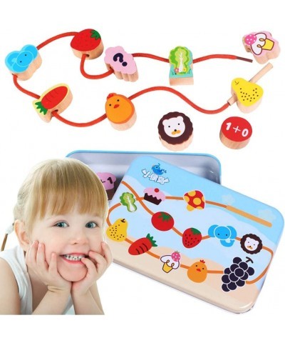 Lacing Toy Wooden Block Set Early Educational Toys String & Lacing Beads Games for Toddlers Kids Terrestrial Animals Learning...