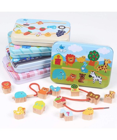 Lacing Toy Wooden Block Set Early Educational Toys String & Lacing Beads Games for Toddlers Kids Terrestrial Animals Learning...