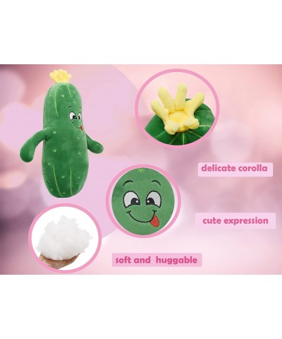 Adorable Pickle Stuffed Animal Cucumber Plush Plant with Smile Face and Yellow Corolla Pretty Cute Plushie Toy Gift for Any P...