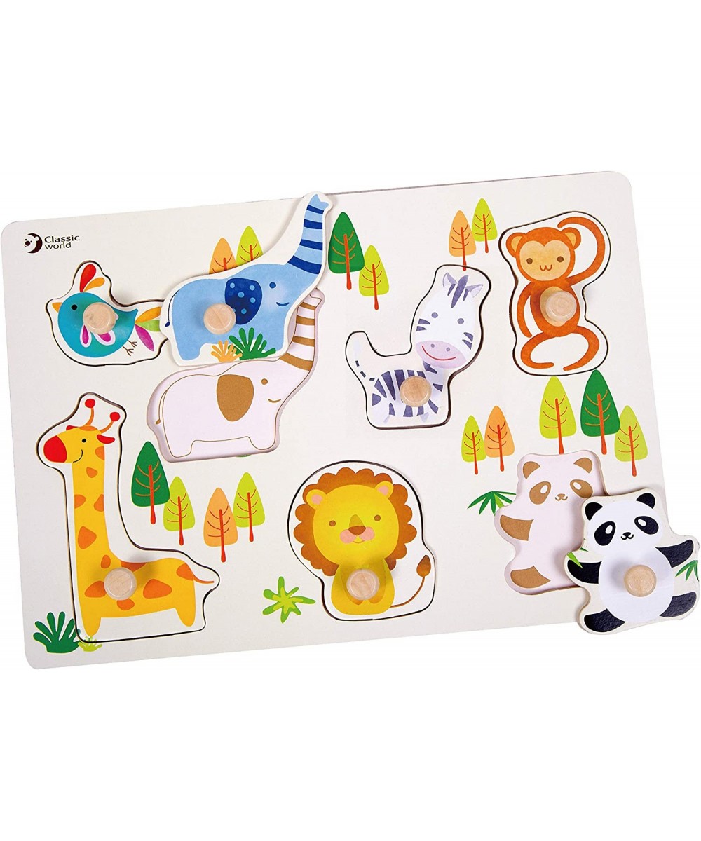 Zoo Puzzle 7 Pieces Wooden Pegged Animal Toy for Baby Toddler Early Learning Education $22.59 Pegged Puzzles