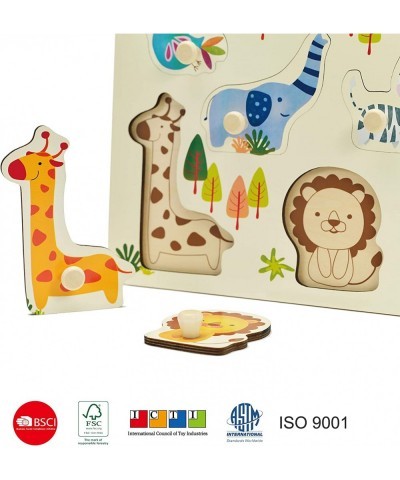 Zoo Puzzle 7 Pieces Wooden Pegged Animal Toy for Baby Toddler Early Learning Education $22.59 Pegged Puzzles