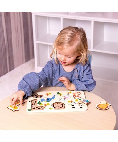 Zoo Puzzle 7 Pieces Wooden Pegged Animal Toy for Baby Toddler Early Learning Education $22.59 Pegged Puzzles