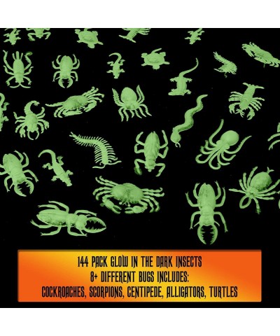 Glow in the Dark Insects - 144 Pieces - Party Favor and Prank Toys - Assorted Reptiles and Bugs Toys – Great for Halloween Bi...