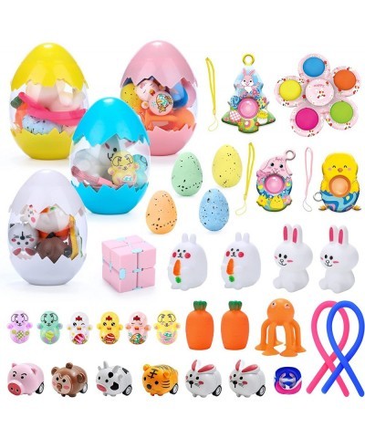 Easter Plastic Eggs Stuffers Toys - 36 Packs Kids Surprise Egg Filled Toy Gift Stress Relief Small Bunny Carrot Basket Stuffe...