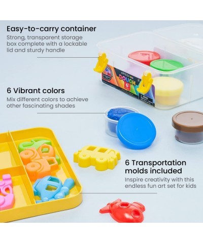 Kids Play Dough 6 Transportation Molds 6 Colors 1-oz Tubs Soft Art Supplies for Kids Crafts Birthday Gifts for Boys and Girls...