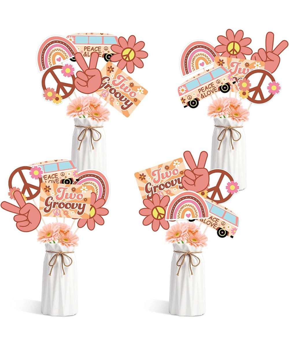 Two Groovy Party Table Toppers for Boho Birthday Party Decorations Hippie Party Centerpieces Sticks with Daisy Groovy Sign 60...