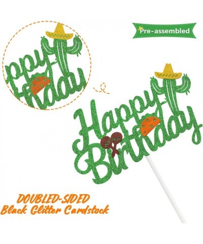 Cactus Happy Birthday Cake Topper with Taco and Maracas Mexican Theme Birthday Party Supplies $15.70 Kids' Party Decorations