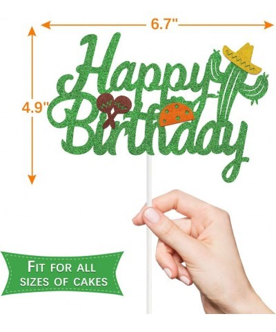 Cactus Happy Birthday Cake Topper with Taco and Maracas Mexican Theme Birthday Party Supplies $15.70 Kids' Party Decorations