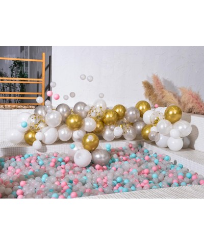 White and Gold Confetti Balloons Arch & Garland Kit 110 pcs 12in Latex Metallic Pearlescent Balloon with Decorating Strip+Tyi...