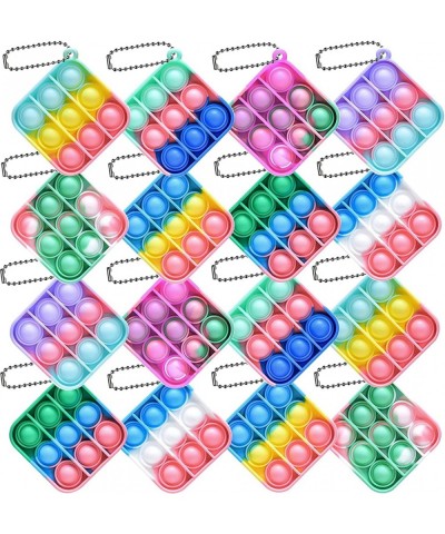 16 Pcs Mini Pop Fidget Toy Pack Simple Bubble Popping Keychain Squeeze Rainbow Stress Relief Sensory Hand Toy Anti-Anxiety Of...