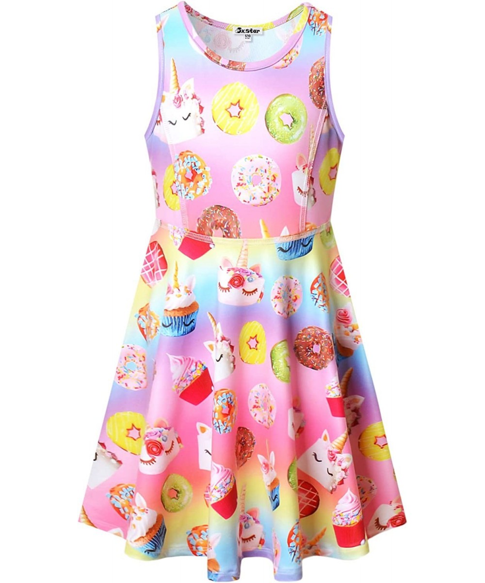 Girls Unicorn Dresses Rainbow Kid Sleeveless Party Floral Print 3-13Years $30.15 Kids' Party Hats