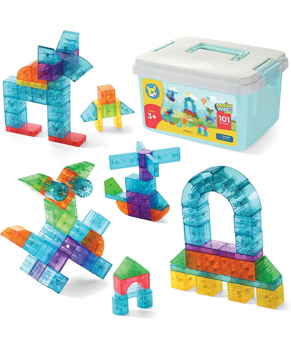 101 Pieces Magnetic Cubes for Kids - 3D Building Blocks Set with Transparent Blocks in Varying Shapes and Colors - STEM-Appro...