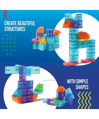 101 Pieces Magnetic Cubes for Kids - 3D Building Blocks Set with Transparent Blocks in Varying Shapes and Colors - STEM-Appro...