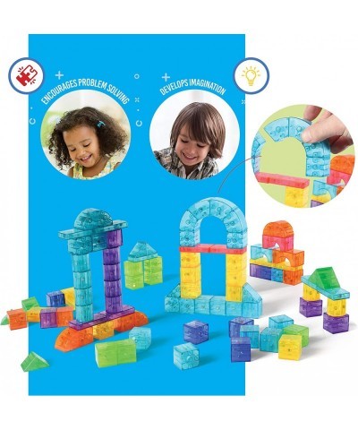 101 Pieces Magnetic Cubes for Kids - 3D Building Blocks Set with Transparent Blocks in Varying Shapes and Colors - STEM-Appro...