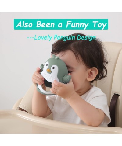 Penguin Teethers Teething Toys for Babies 6 Months Never Drop Teether Toy for Boys and Girls 6-12 Months Silicone Baby Chew T...