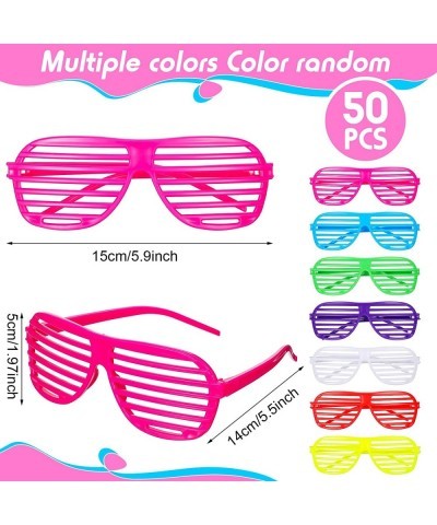 50 Pairs Neon Color Shutter Glasses 80s Party Favors 80s Neon Sunglasses Plastic Shutter Glasses Eyewear for Adults Teens Kid...