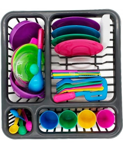 Kids Pretend Play Toys – Kitchen Tableware Dishes Colorful Playset with Drainer (28 Pcs) Toy Sets for Toddler $25.37 Toy Kitc...