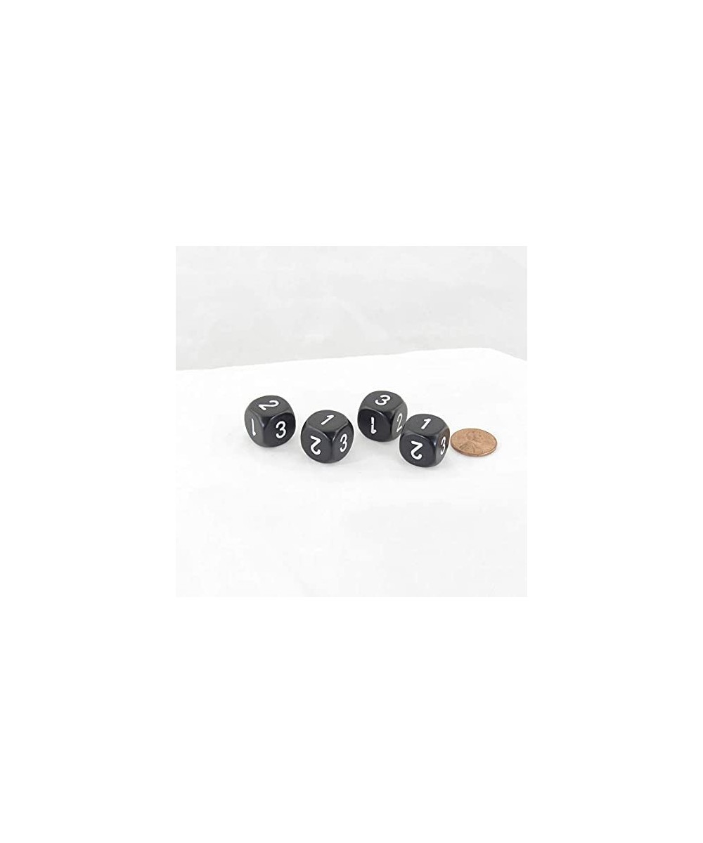 Black Opaque Dice with White Numbers D3 (D6 1-3 Twice) 16mm (5/8in) Pack of 4 $18.35 Game Accessories