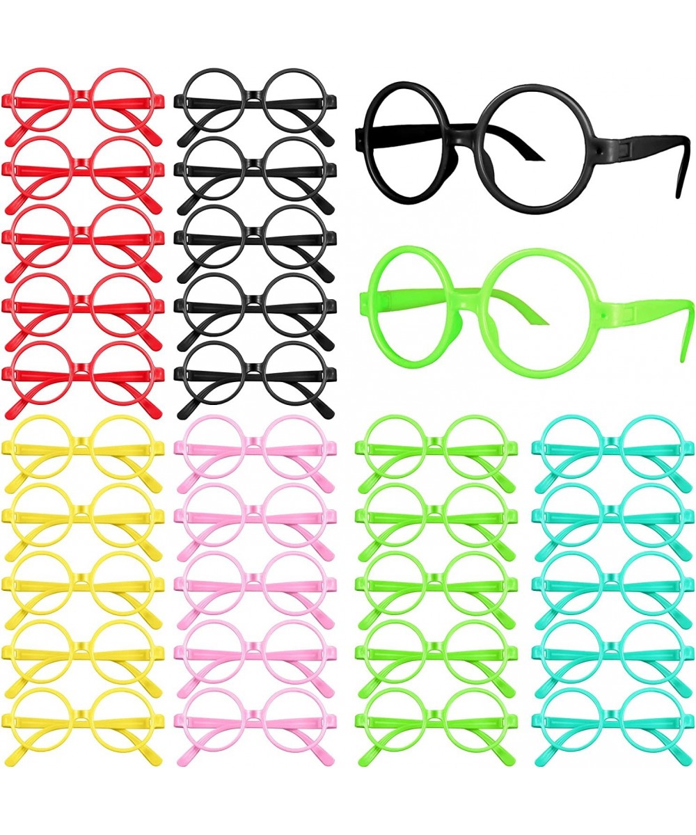 30 Pcs Colorful Wizard Glasses Halloween Wizard Glasses Round Glasses Frame No Lenses for Kids Birthday Costume Cosplay Styli...