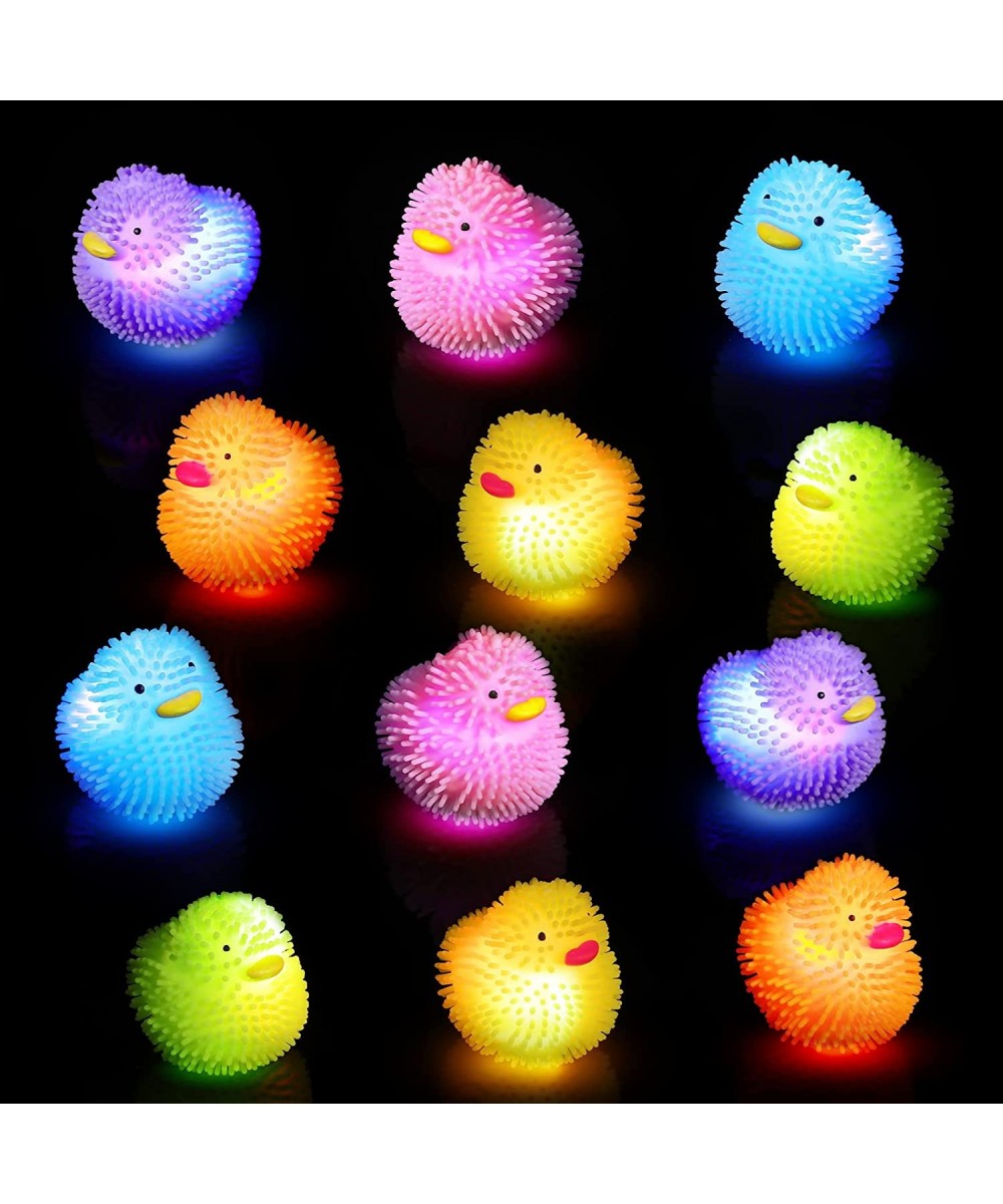 24 Pcs LED Puffer Ball Mini Flashing Rubber Ducks Glowing Bath Ducks Light up Stress Relieve Toy Bath Toy Halloween Flashing ...