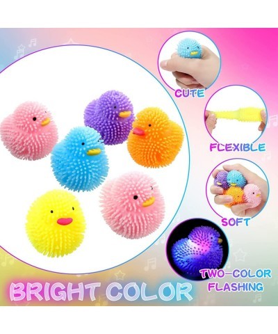 24 Pcs LED Puffer Ball Mini Flashing Rubber Ducks Glowing Bath Ducks Light up Stress Relieve Toy Bath Toy Halloween Flashing ...