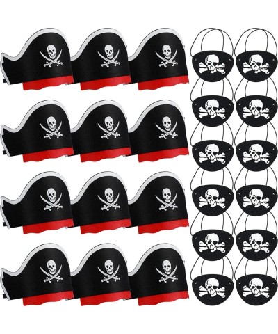 24 Pcs Pirate Accessories 12 Pirate Eye Patches for Kids 12 Pirate Hats for Halloween Pirate Party Supplies $19.21 Kids' Part...