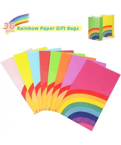 36Pcs Rainbow Paper Gift Bags 8 colour Rainbow Party Bag Rainbow Gift Bag Birthday Gifts and Party Favors Multi-use for Girls...