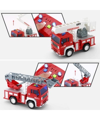 4 Pack Friction Powered City Fire Rescue Vehicle Truck Car Set Including Helicopter Boom Lift Truck Ladder Fire Truck and Fir...