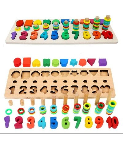 Montessori Wood Blocks Puzzle Board Set for Toddler Preschool Kids Learning & Educational Toys for Number Counting Colors Sta...