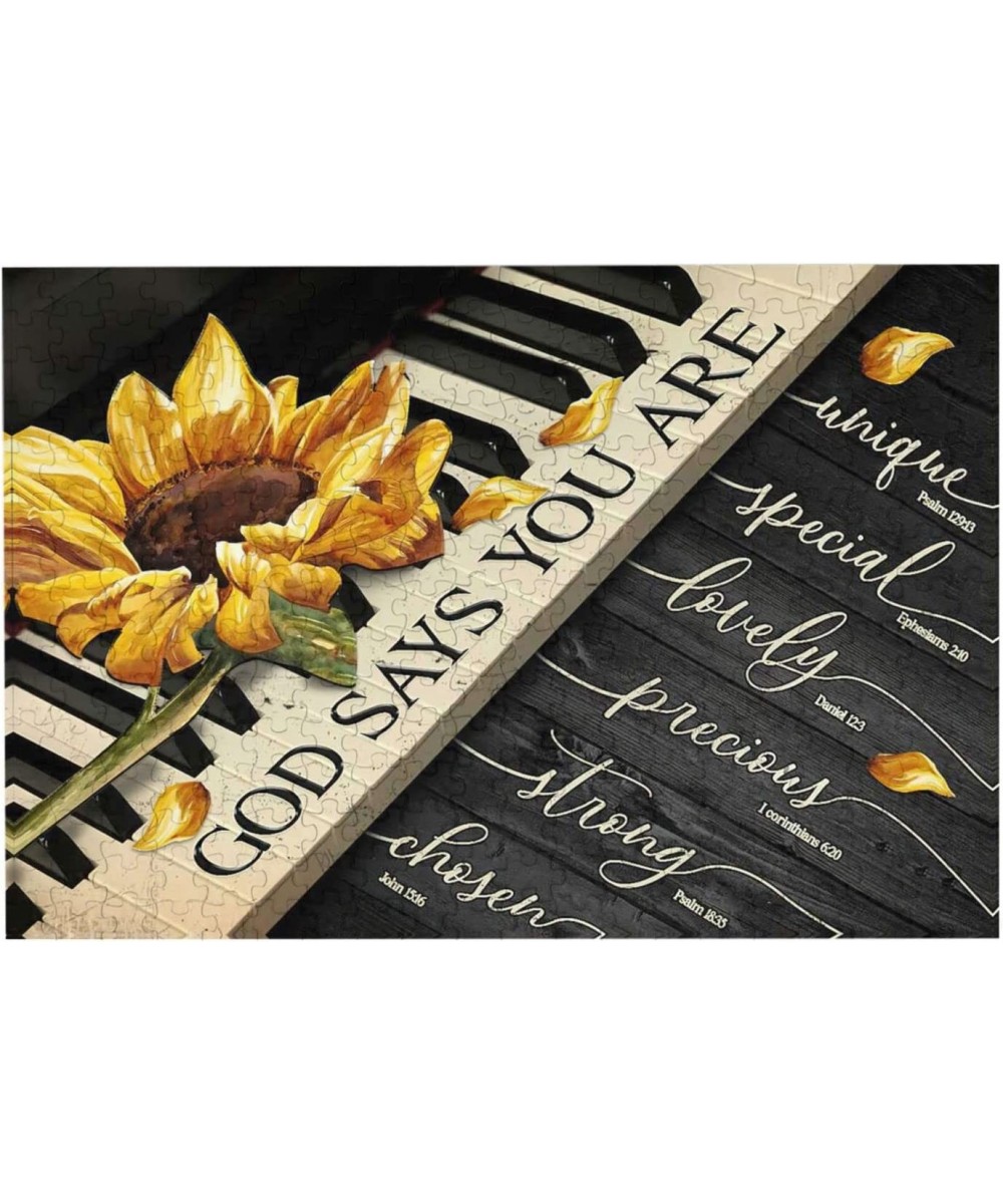 Inspirational Quotes Sunflower Jigsaw Puzzles Retro Wooden Inspiring Flower Puzzles Challenging for Adult and Teenagers Famil...