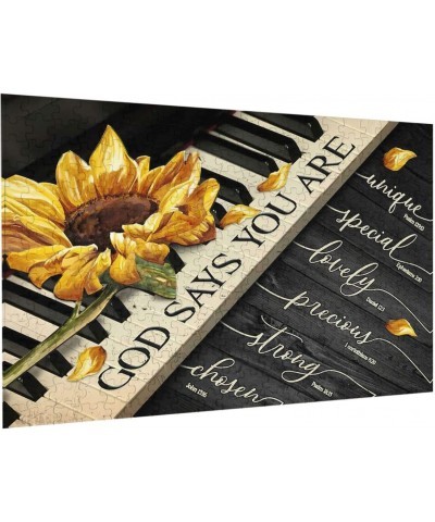 Inspirational Quotes Sunflower Jigsaw Puzzles Retro Wooden Inspiring Flower Puzzles Challenging for Adult and Teenagers Famil...