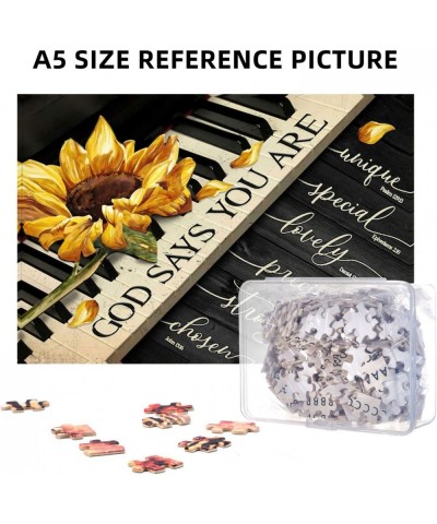 Inspirational Quotes Sunflower Jigsaw Puzzles Retro Wooden Inspiring Flower Puzzles Challenging for Adult and Teenagers Famil...