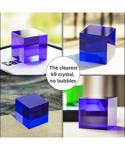 2.2inch Crystal K9 Optical Glass Prism Cube Paperweight Healing Crystals Figurine Collectible for Home Office Decor (Blue) $1...