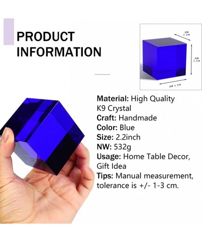 2.2inch Crystal K9 Optical Glass Prism Cube Paperweight Healing Crystals Figurine Collectible for Home Office Decor (Blue) $1...