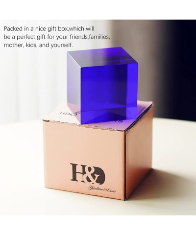 2.2inch Crystal K9 Optical Glass Prism Cube Paperweight Healing Crystals Figurine Collectible for Home Office Decor (Blue) $1...