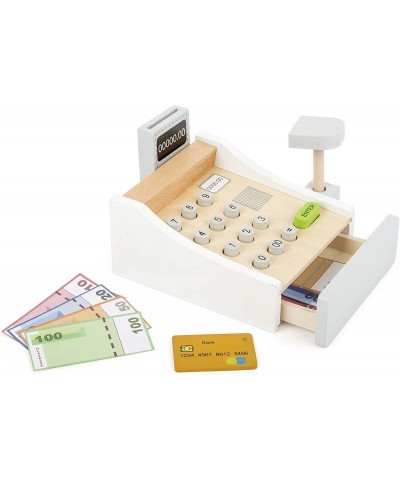 Wooden Cash Register Set – Includes Push Buttons Credit Card Scanner & Paper Money - Social Educational and Imaginative Devel...