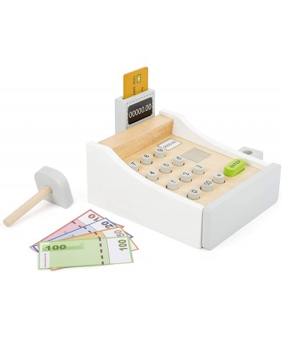 Wooden Cash Register Set – Includes Push Buttons Credit Card Scanner & Paper Money - Social Educational and Imaginative Devel...