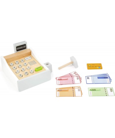 Wooden Cash Register Set – Includes Push Buttons Credit Card Scanner & Paper Money - Social Educational and Imaginative Devel...