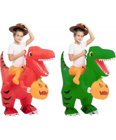 2 PACK Inflatable Dinosaur Costume for Kids Riding T Rex Air Blow up Funny Fancy Dress Party Halloween Costume.(Green Red) $6...