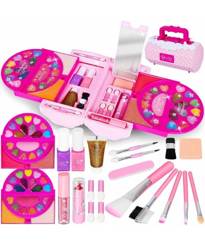 Kids Makeup Kit for Girls 60 Pcs Little Girls Princess Toys Real Washable Pretend Play Cosmetic Beauty Makeup Set Non-Toxic &...