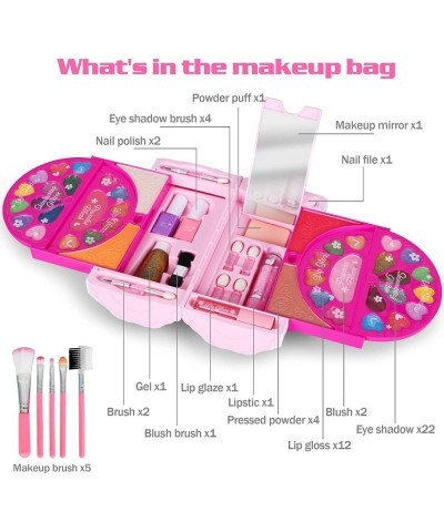 Kids Makeup Kit for Girls 60 Pcs Little Girls Princess Toys Real Washable Pretend Play Cosmetic Beauty Makeup Set Non-Toxic &...