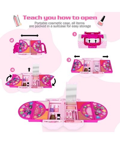 Kids Makeup Kit for Girls 60 Pcs Little Girls Princess Toys Real Washable Pretend Play Cosmetic Beauty Makeup Set Non-Toxic &...