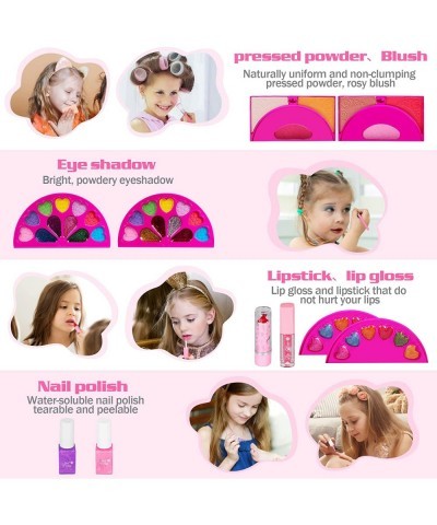 Kids Makeup Kit for Girls 60 Pcs Little Girls Princess Toys Real Washable Pretend Play Cosmetic Beauty Makeup Set Non-Toxic &...